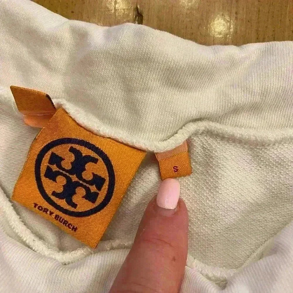 Tory Burch Women’s French Terry Cotton Sweat Pants Draw String white Small NWOT - Picture 11 of 11